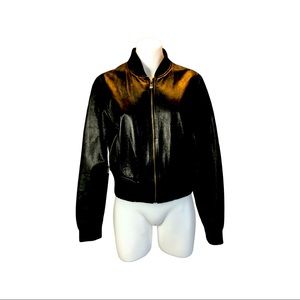 Italian Leather Cropped Bomber